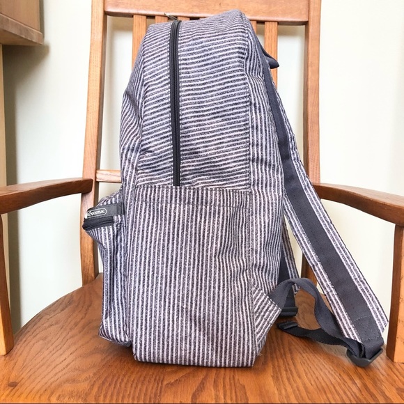 NWOT LeSportsac Large Backpack, Grey Striped - Picture 3 of 14